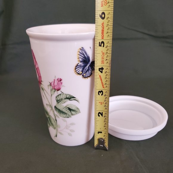 Lenox🦋 BUTTERFLY MEADOW 10 oz Thermal Travel Coffee Mug W/ Silicone Lid New - Picture 10 of 11